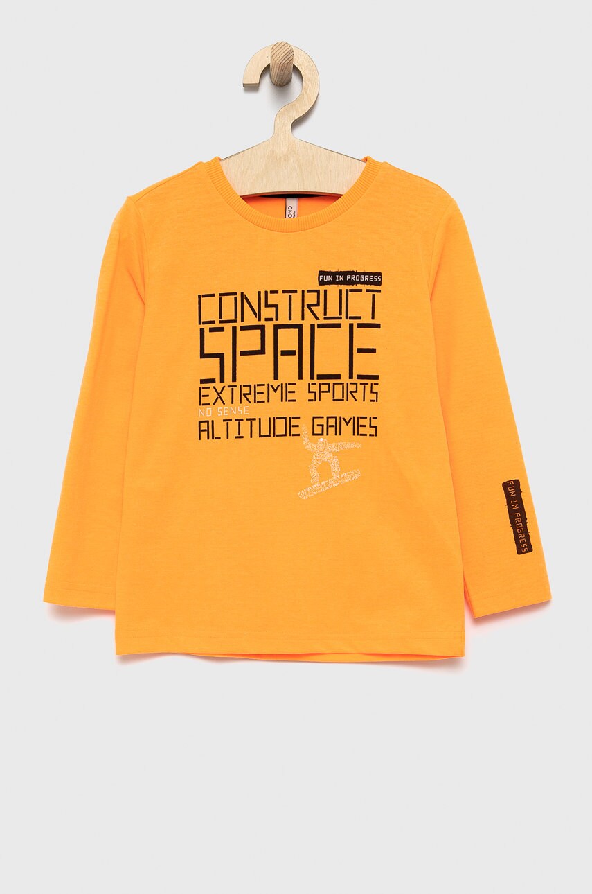 Birba&trybeyond longsleeve copii culoarea portocaliu, cu imprimeu