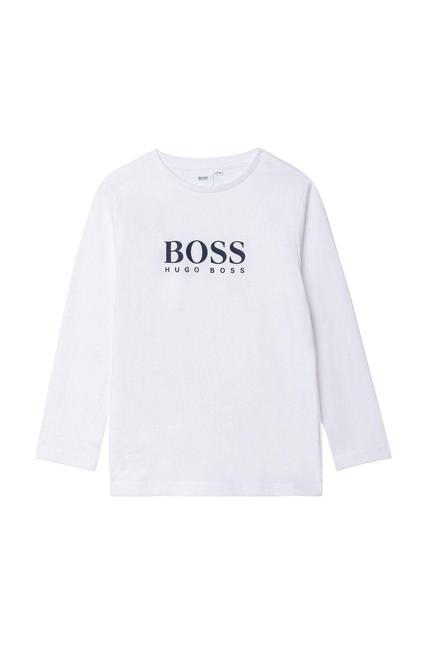 Boss longsleeve dziecięcy kolor biały z nadrukiem