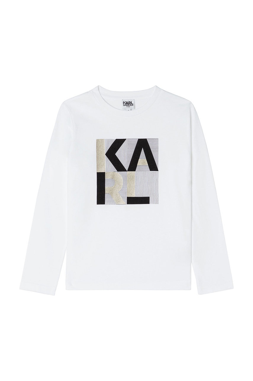 

Karl Lagerfeld - Детска блуза с дълги ръкави, Бял