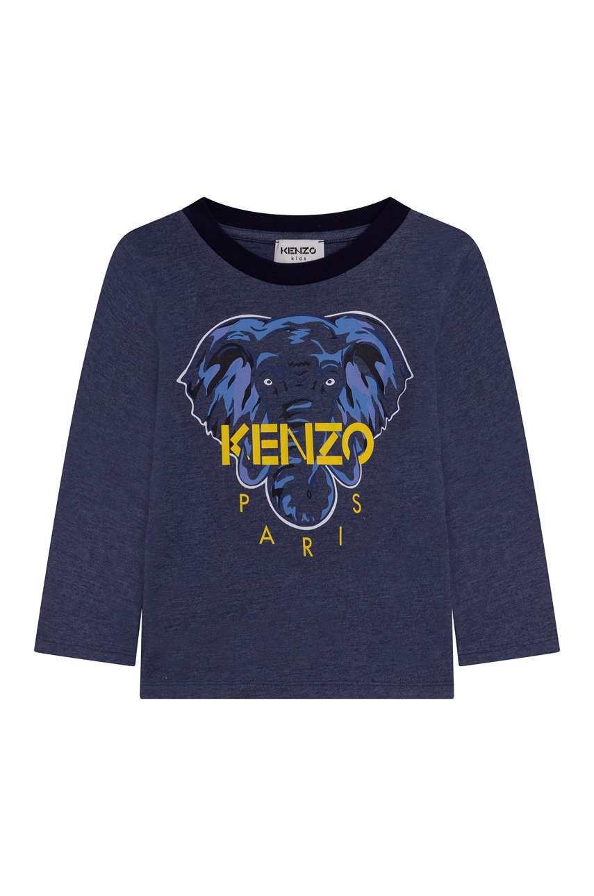 Kenzo kids longsleeve din bumbac pentru copii culoarea albastru marin, cu imprimeu