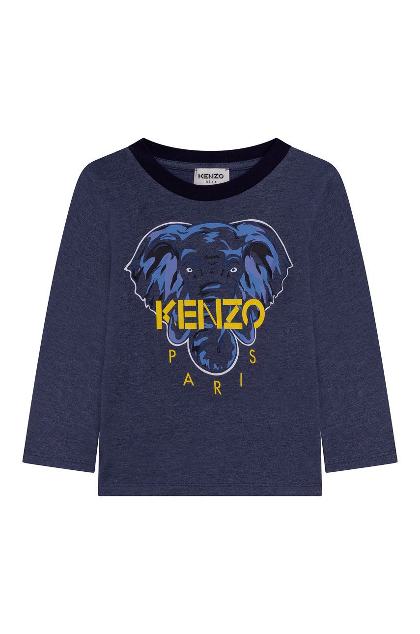 Kenzo Kids Longsleeve din bumbac pentru copii culoarea albastru marin, cu imprimeu