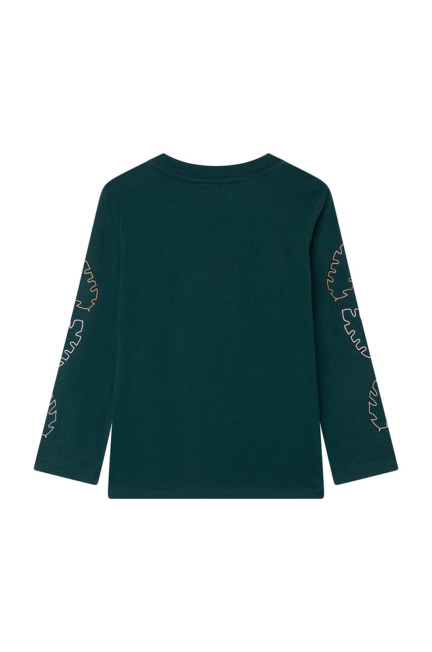 

Дитячий бавовняний лонгслів Kenzo Kids колір зелений з принтом