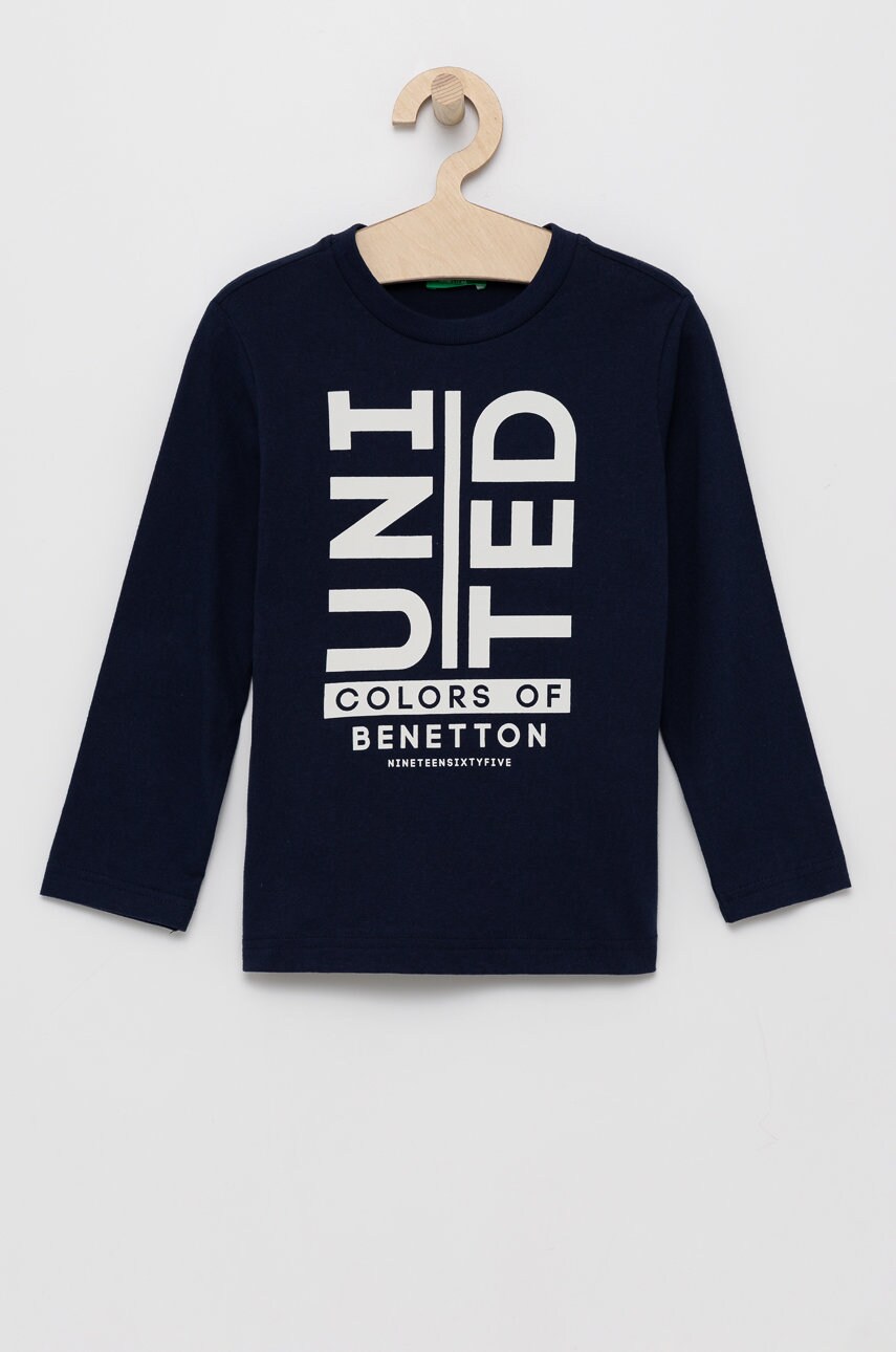

United Colors of Benetton - Детска блуза с дълги ръкави, Тъмносин