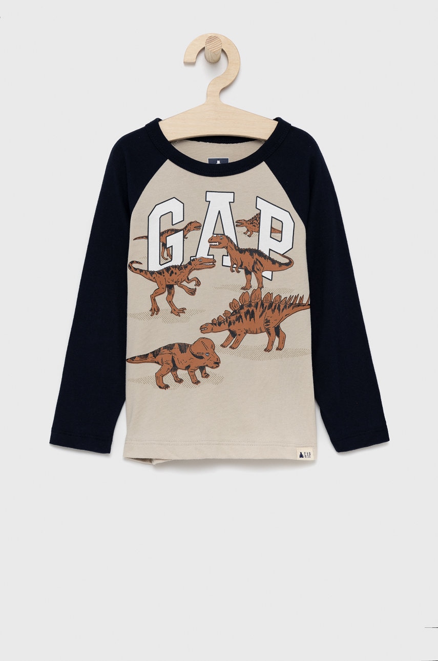 Gap longsleeve copii culoarea albastru marin, cu imprimeu