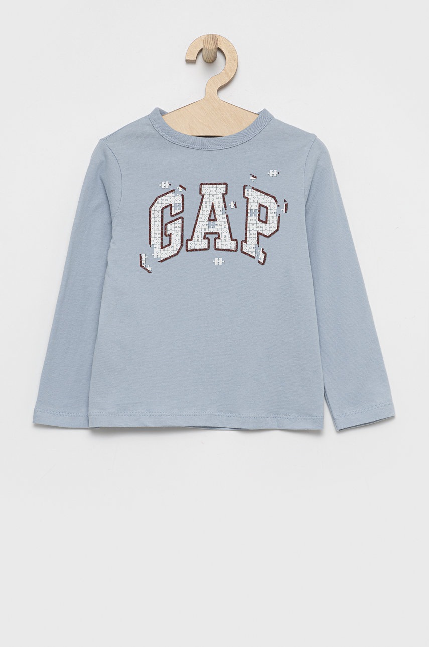 

Детска блуза с дълги ръкави GAP с принт, Син
