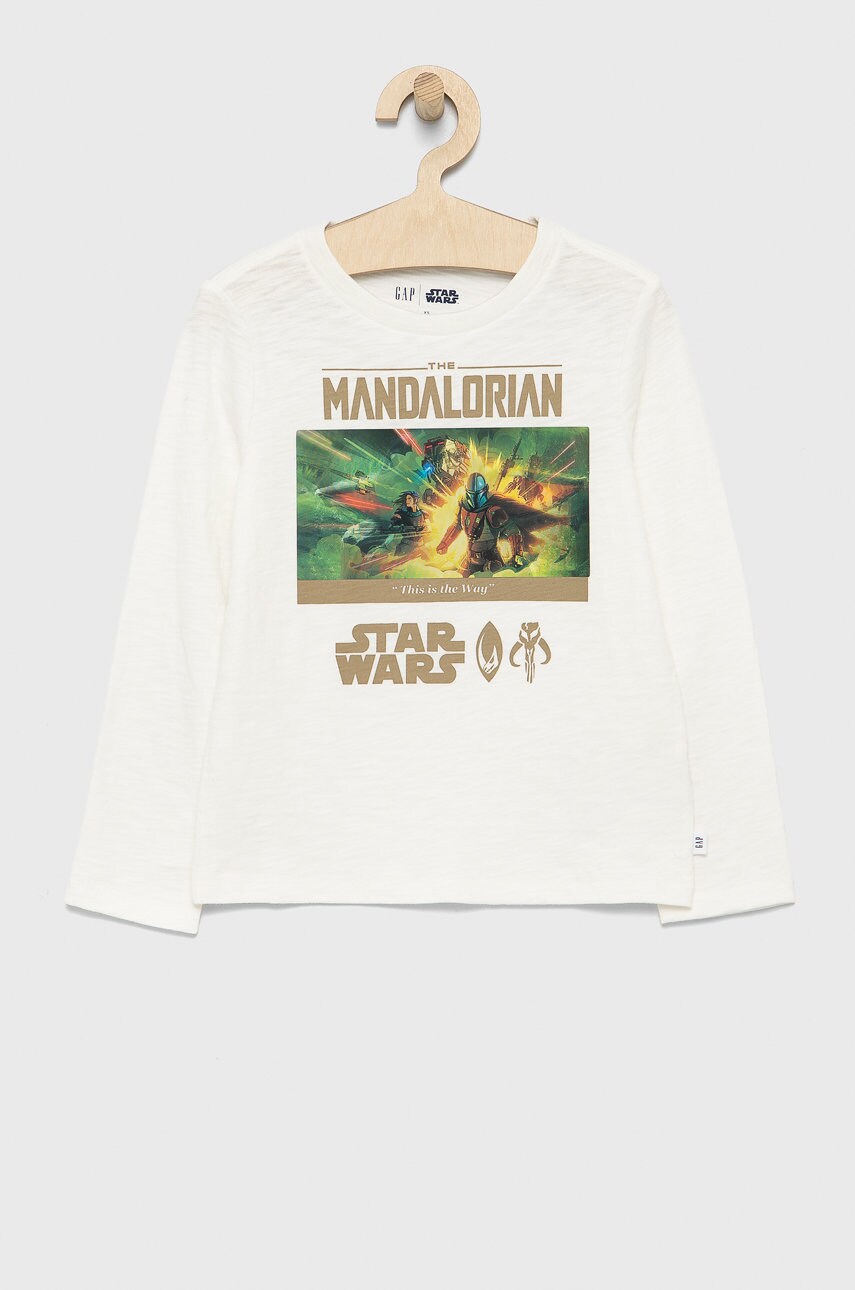 Gap longsleeve din bumbac pentru copii x star wars culoarea alb, cu imprimeu