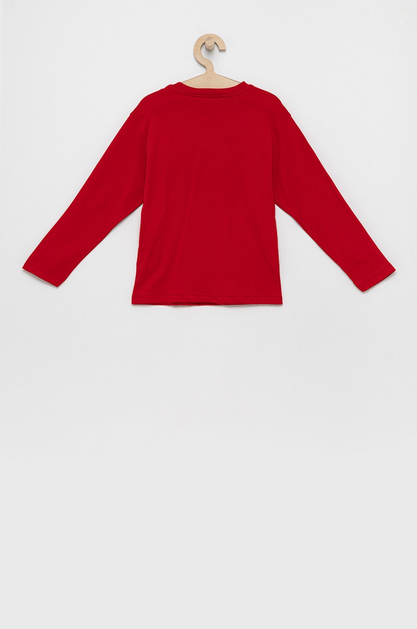 

Хлопковый детский лонгслив United Colors of Benetton цвет красный с принтом