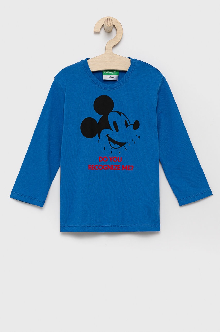 

Детска блуза с дълги ръкави United Colors of Benetton с принт, Син