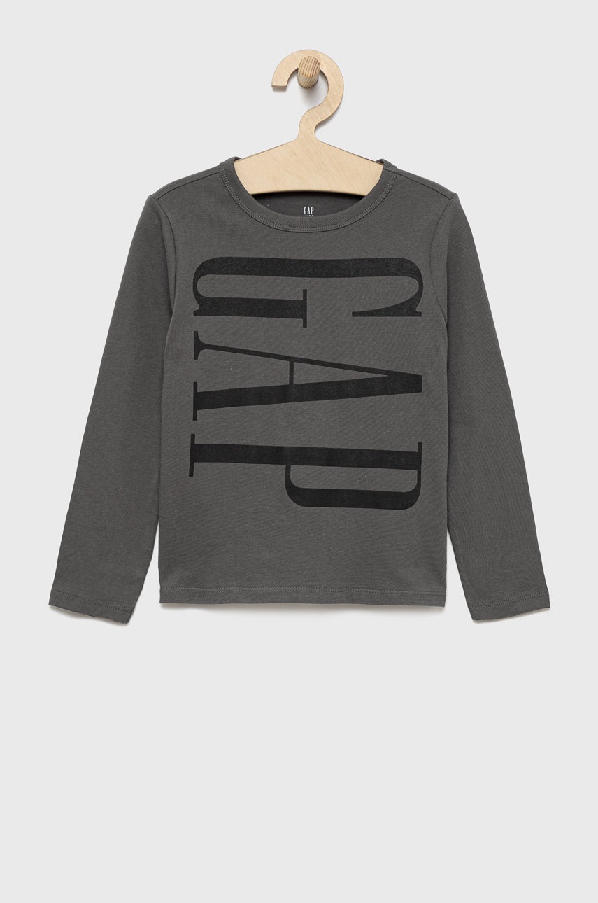 GAP longsleeve bawełniany dziecięcy kolor szary z nadrukiem