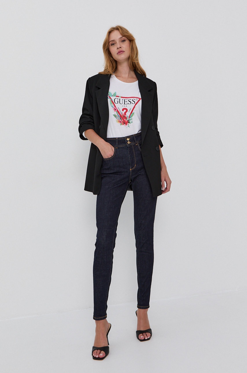 

Хлопковый лонгслив Guess цвет белый