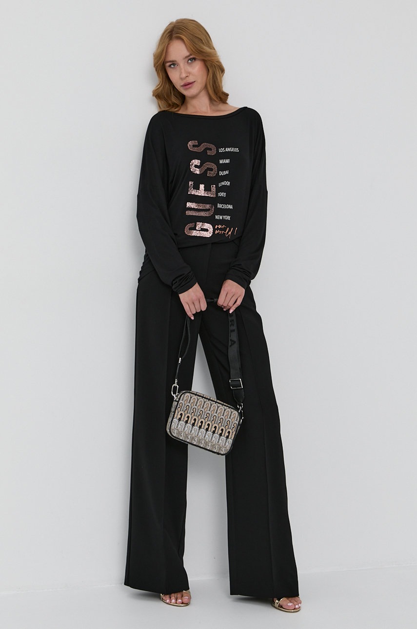 

Лонгслив Guess женский цвет чёрный