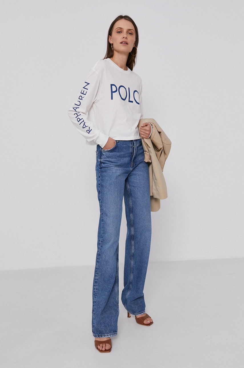 

Лонгслив Polo Ralph Lauren женский цвет белый