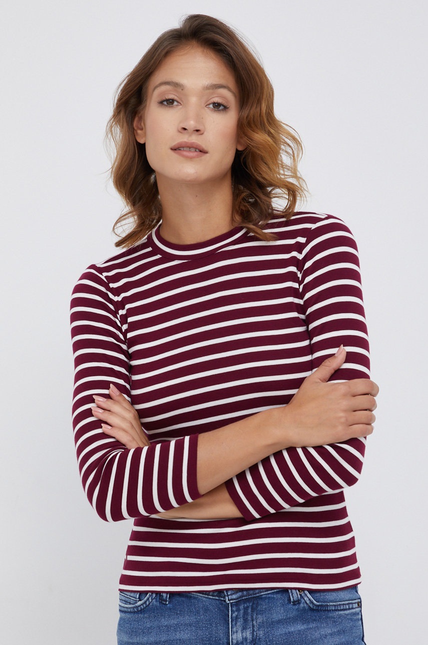 

Памучна блуза с дълги ръкави Polo Ralph Lauren в бордо