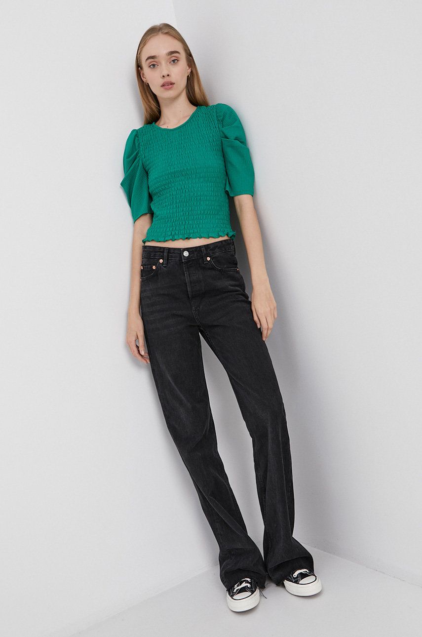 Jacqueline de Yong Bluză femei, culoarea verde, material neted imagine reduceri black friday 2021 answear.ro