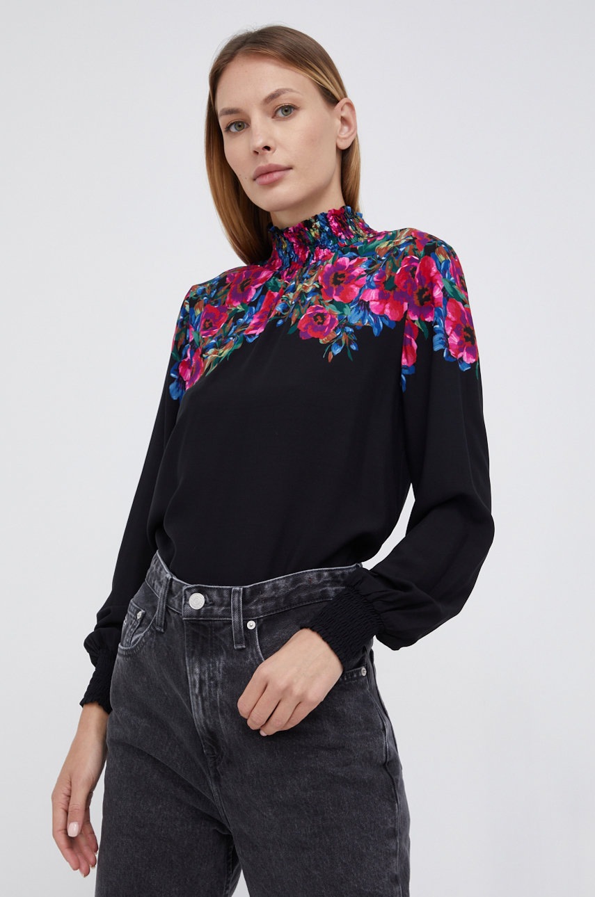 

Блуза Desigual дамска в черно с флорален десен, Черен