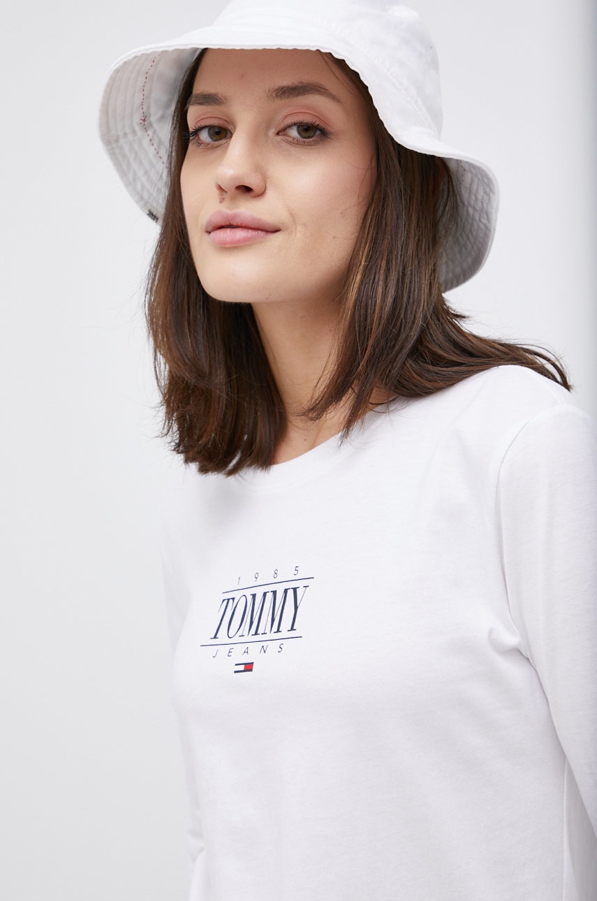 

Памучна блуза с дълги ръкави Tommy Jeans в бяло, Бял