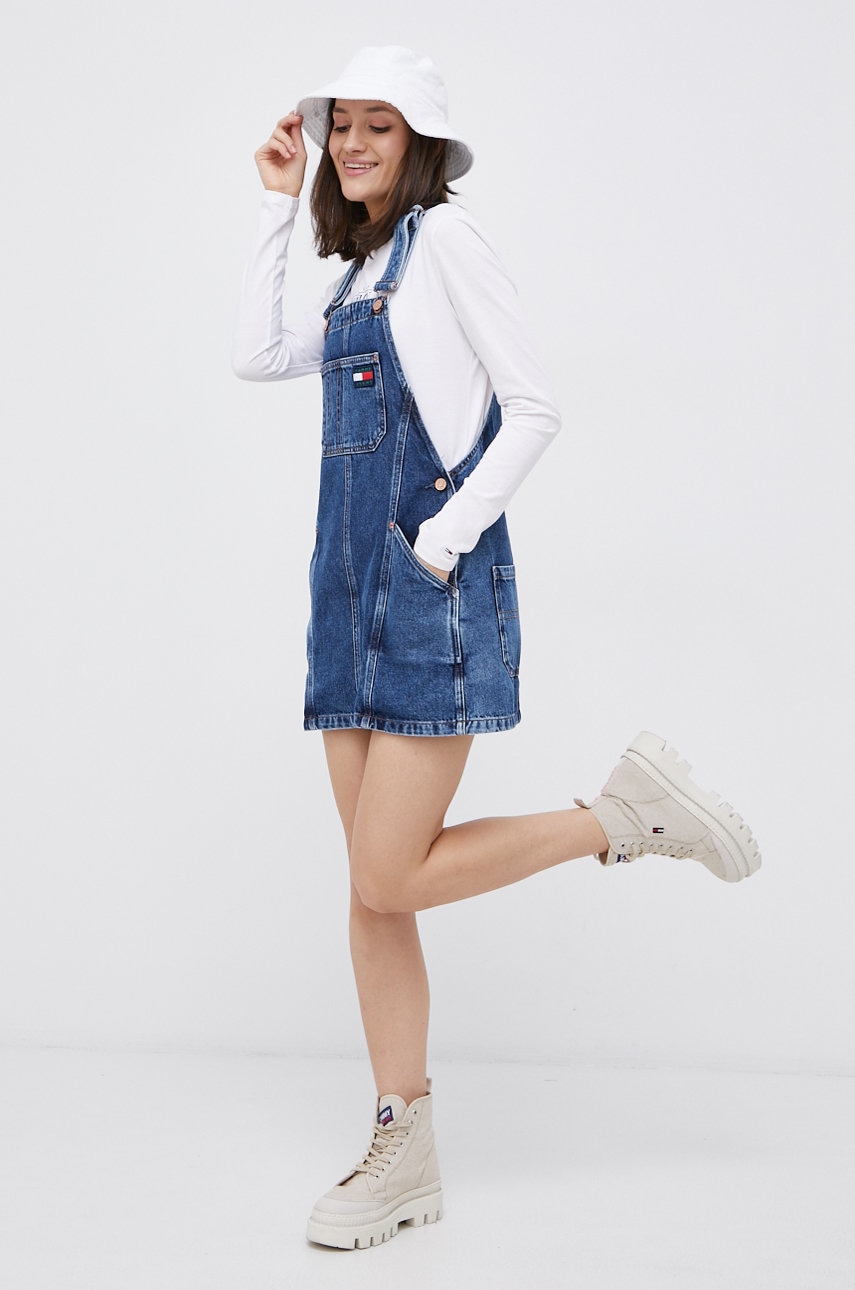 

Хлопковый лонгслив Tommy Jeans цвет белый