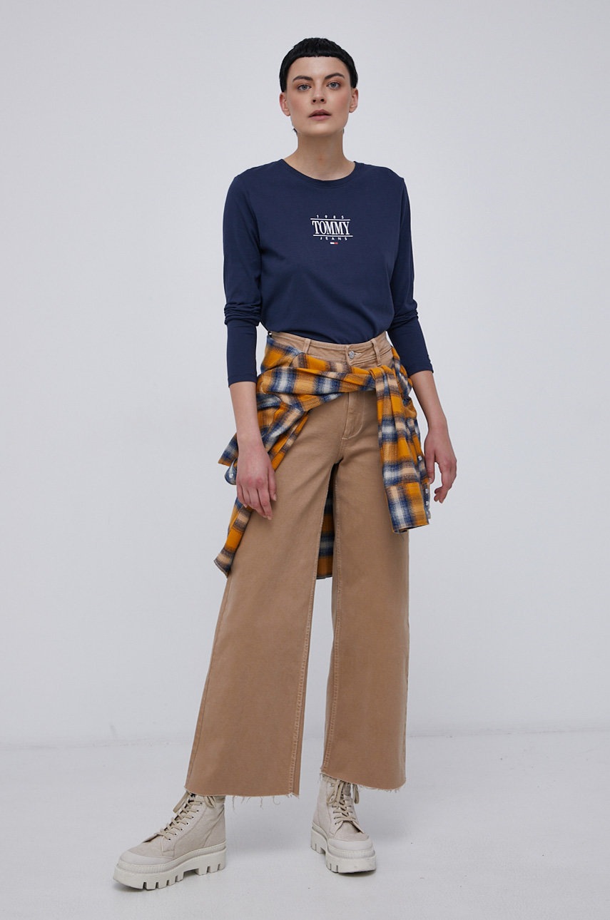

Хлопковый лонгслив Tommy Jeans цвет синий