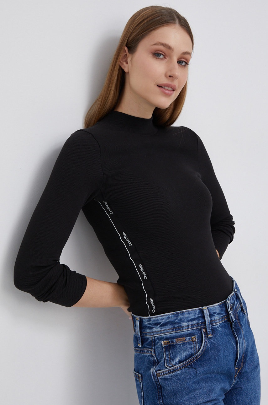 

Блуза с дълги ръкави Calvin Klein в черно, Черен
