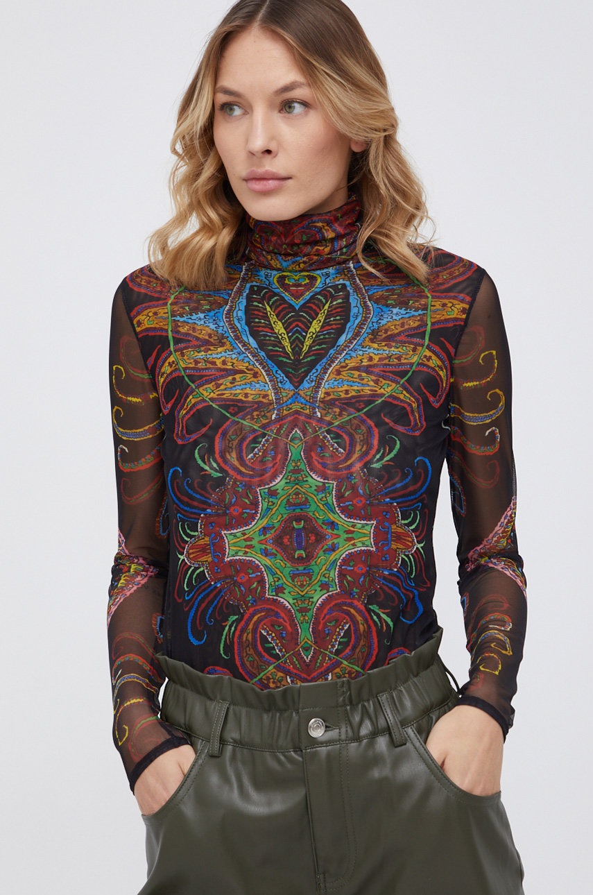

Блуза Desigual дамска в черно с десен, Черен