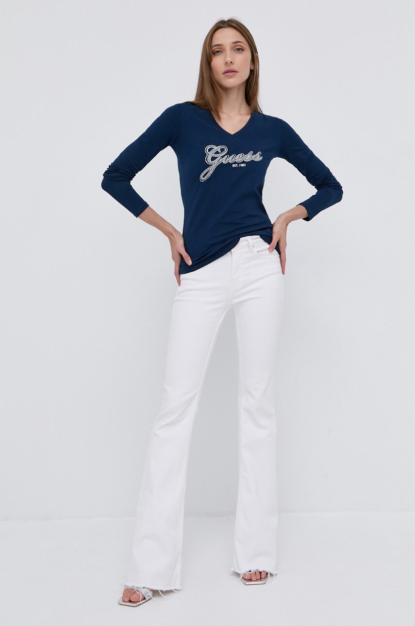 

Лонгслив Guess женский цвет синий