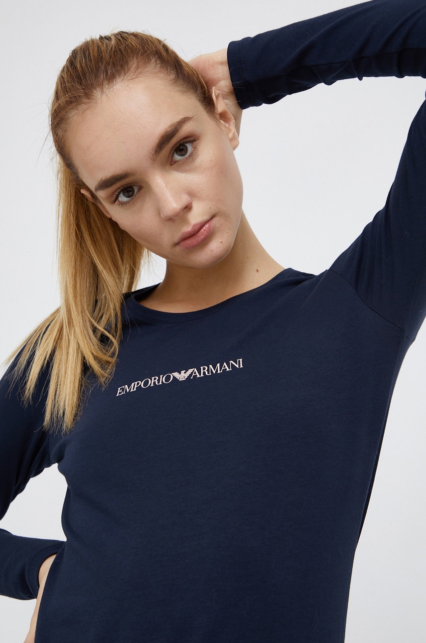 

Блуза с дълги ръкави Emporio Armani Underwear дамска в тъмносиньо, Тъмносин