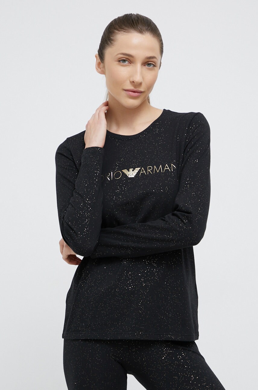 Emporio armani underwear longsleeve de pijama femei, culoarea negru