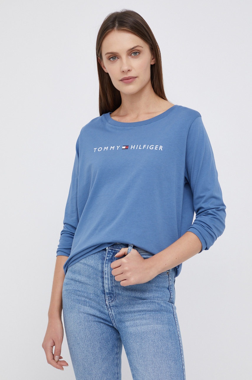 

Памучна блуза с дълги ръкави Tommy Hilfiger, Син