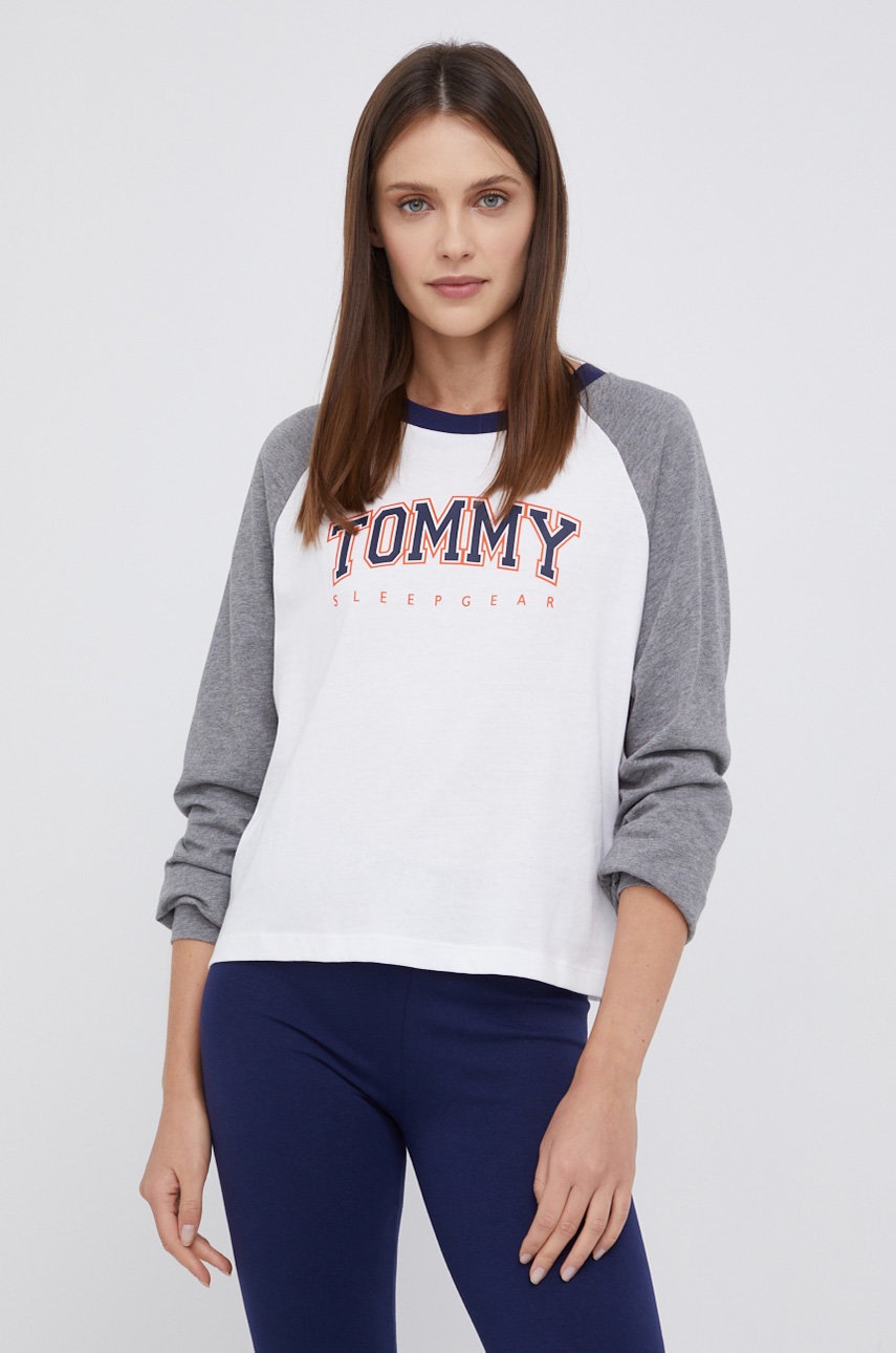 

Памучна блуза с дълги ръкави Tommy Hilfiger в сиво, Сив