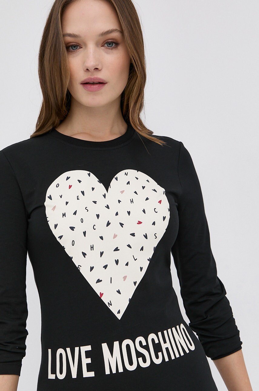 Love Moschino Longsleeve femei, culoarea negru