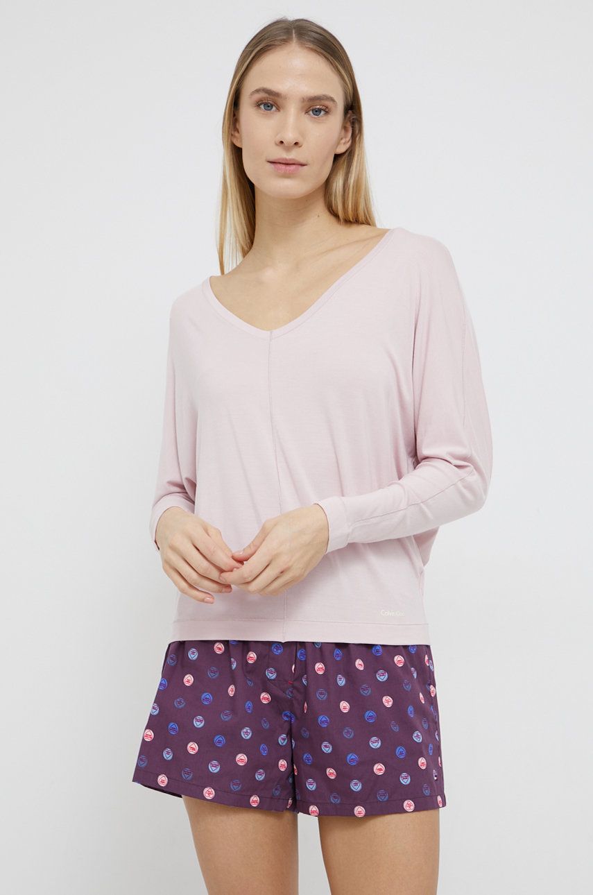 Calvin Klein Underwear Longsleeve piżamowy kolor różowy