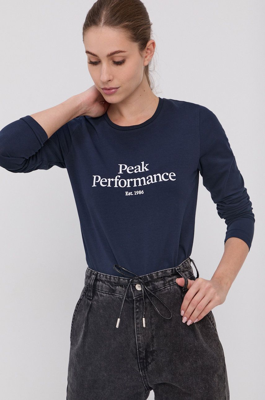 Peak Performance Longsleeve femei, culoarea albastru marin