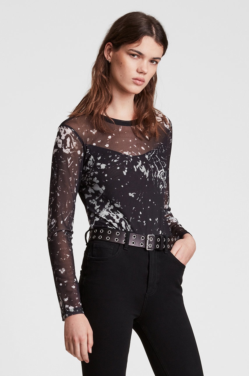 

Лонгслив AllSaints женский цвет чёрный