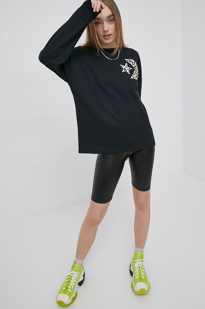 Converse longsleeve din bumbac culoarea negru