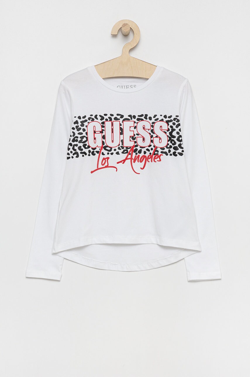 

Детска блуза с дълги ръкави Guess в бяло, Бял