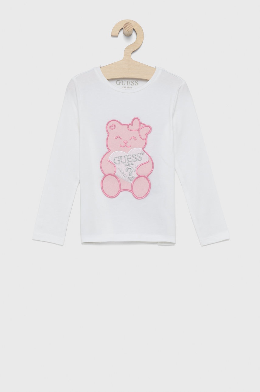 Дитячий лонгслів Guess колір білий Дитячий лонгслів Guess колір білий