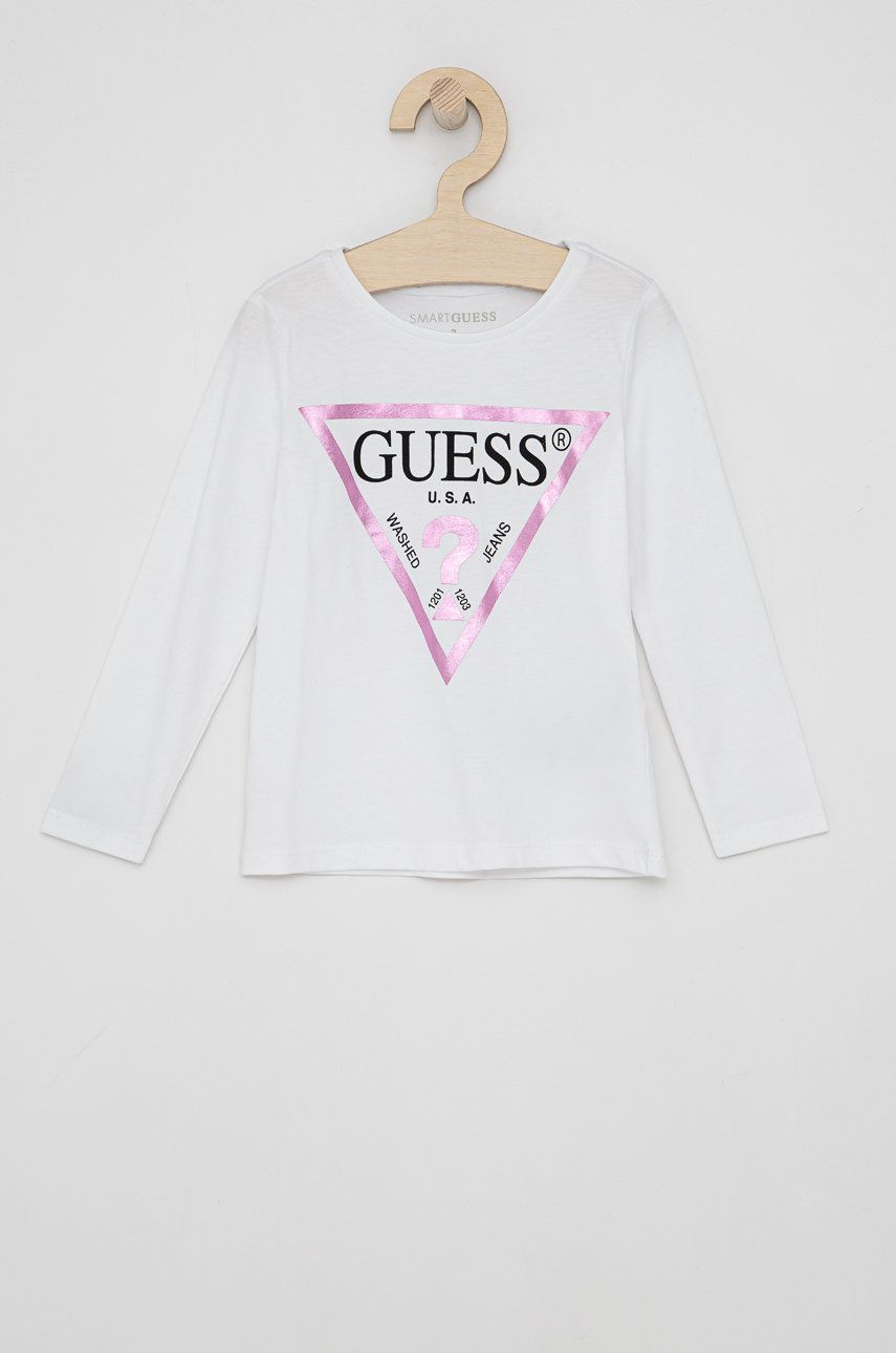 Детский лонгслив Guess цвет белый Детский лонгслив Guess цвет белый