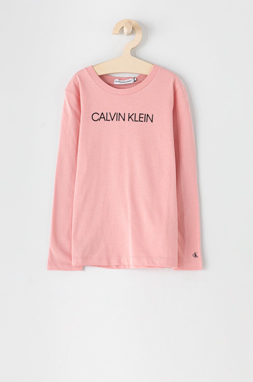 Calvin Klein Jeans Longsleeve dziecięcy kolor różowy