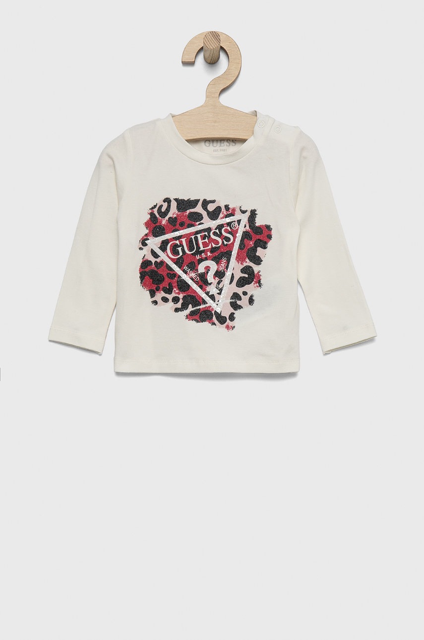 

Детска блуза с дълги ръкави Guess в бяло, Бял
