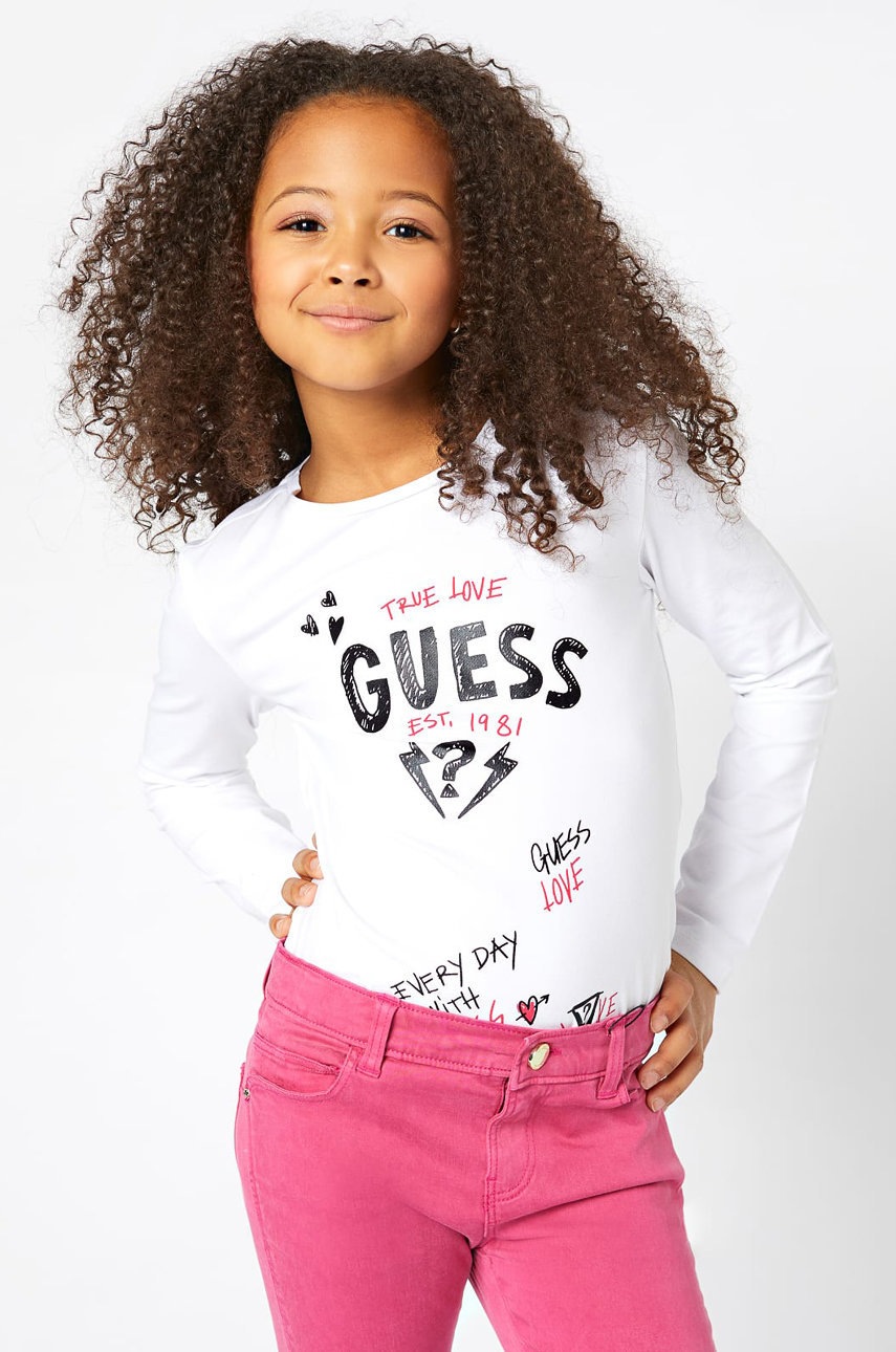 

Guess - Детска блуза с дълги ръкави, Бял
