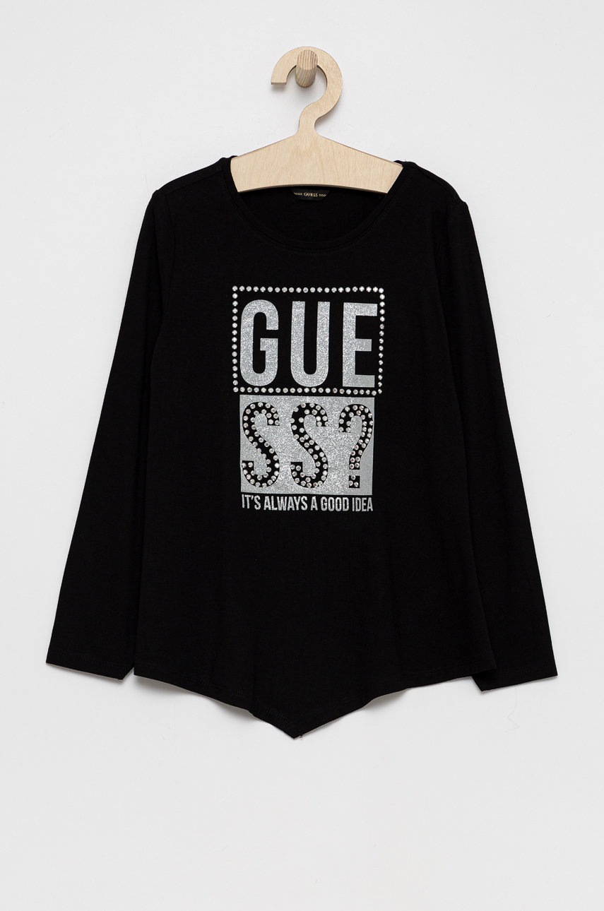 

Детска блуза с дълги ръкави Guess в черно, Черен