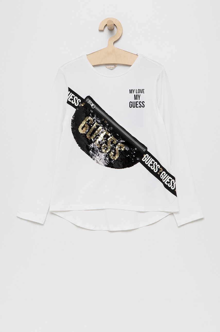

Детска блуза с дълги ръкави Guess в бяло, Бял