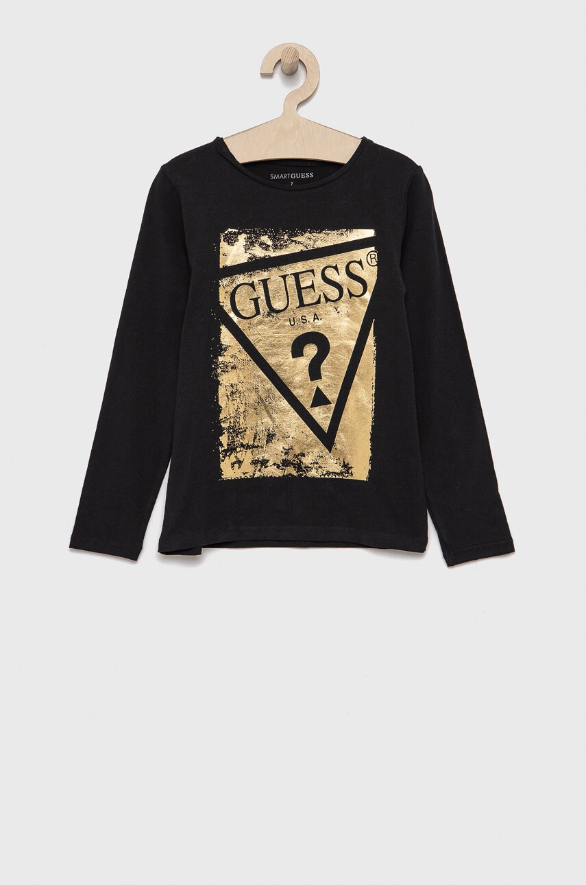 

Guess - Детска блуза с дълги ръкави, Черен