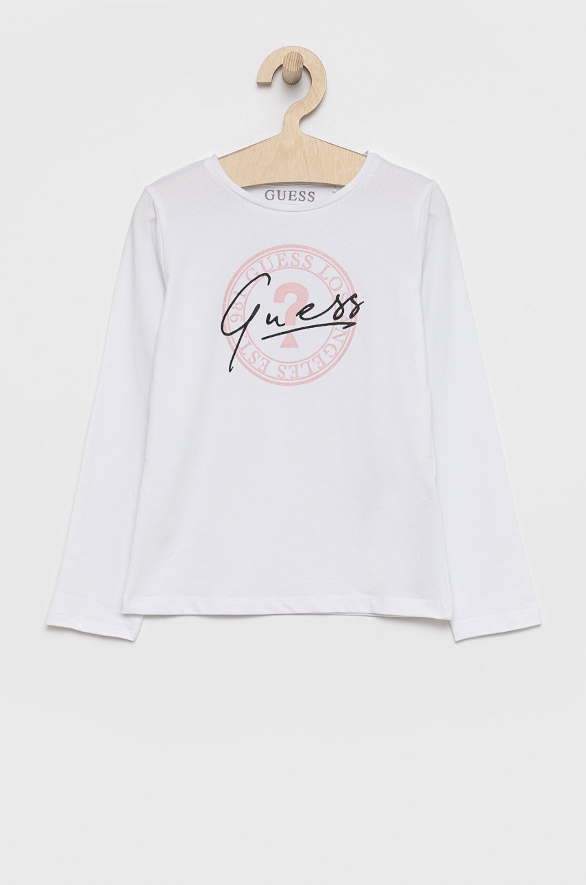 

Детска блуза с дълги ръкави Guess в бяло, Бял