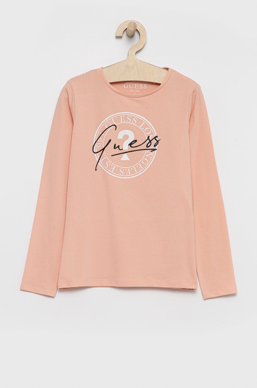 

Детска блуза с дълги ръкави Guess в розово, Розов