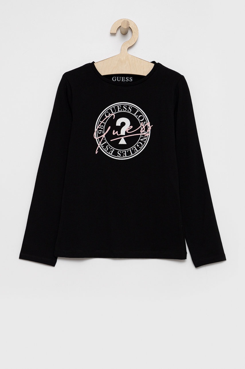 

Guess - Детска блуза с дълги ръкави, Черен