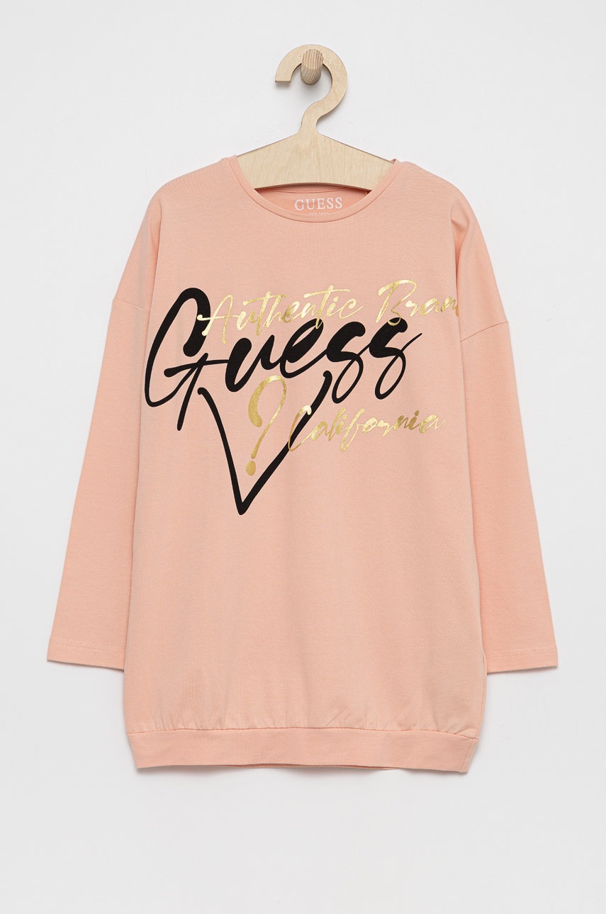 

Guess - Детска блуза с дълги ръкави, Розов