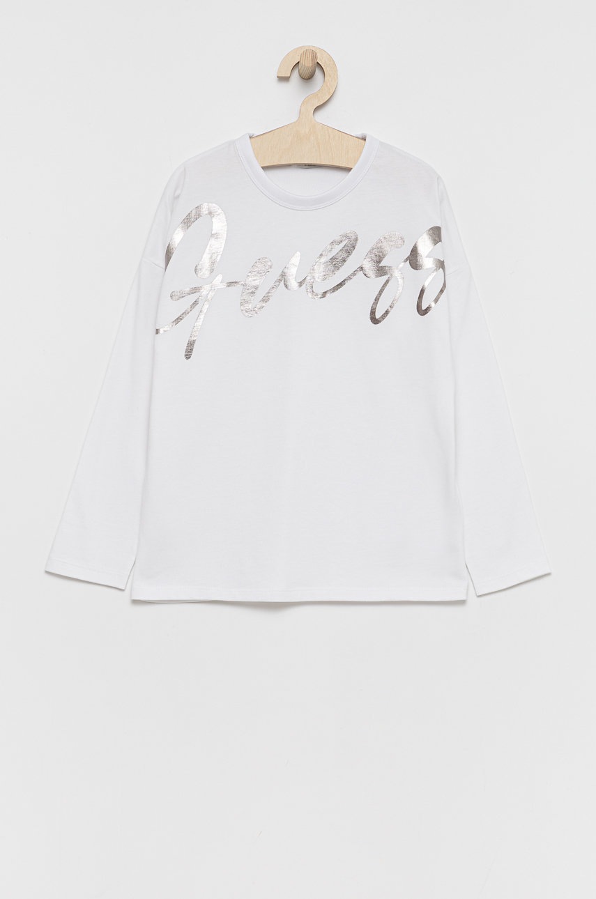 

Детска блуза с дълги ръкави Guess в бяло, Бял