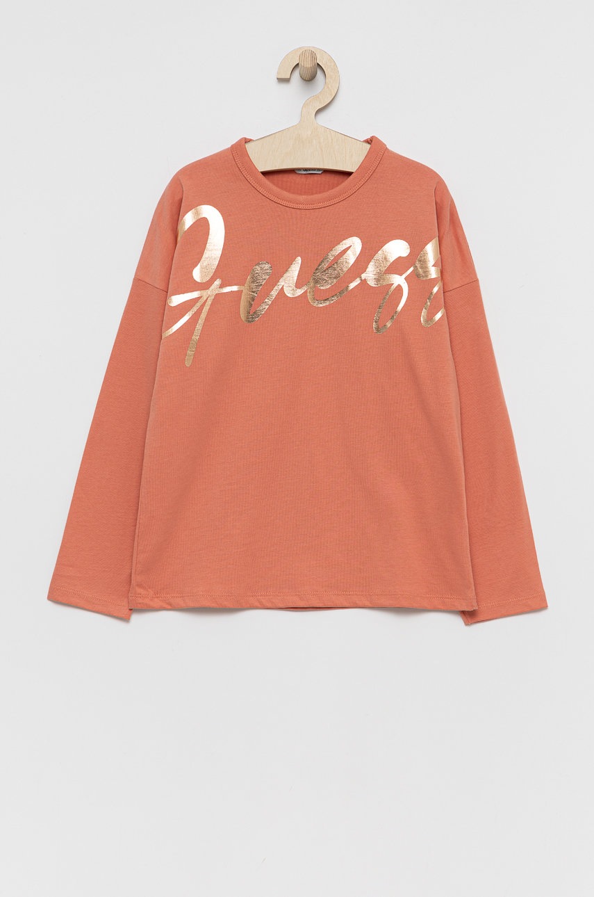 

Guess - Детска блуза с дълги ръкави, Оранжев