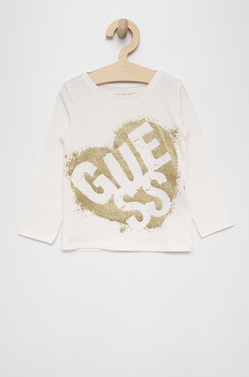 

Детска блуза с дълги ръкави Guess в бяло, Бял